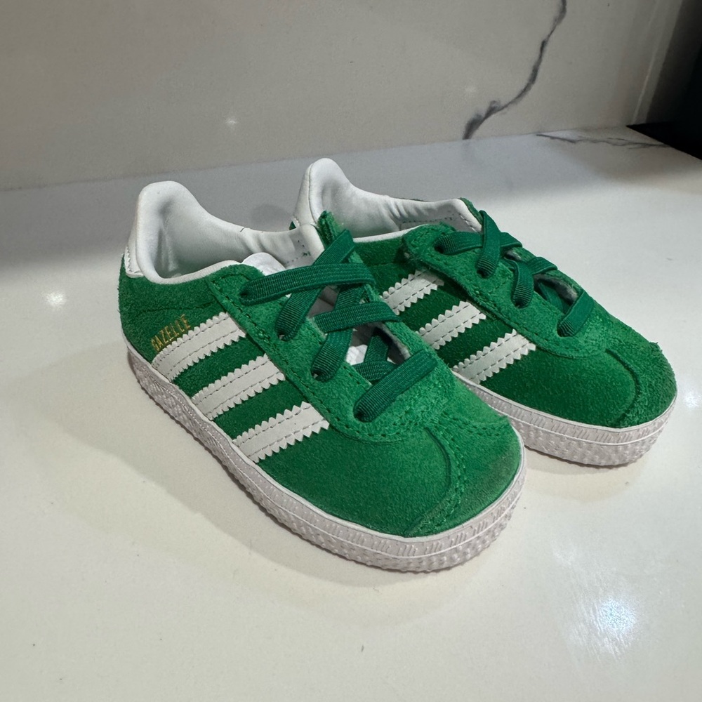 Adidas Kids Green and White Sneakers